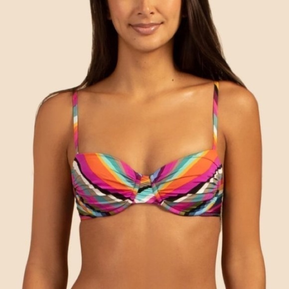 Trina Turk Rainbow Louvre High Waist Bottoms & Underwire Swim Size 10 12 Large - Picture 3 of 12
